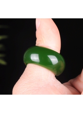 和田玉扳指羊脂级白玉戒指男士碧玉菠菜绿扳指玉戒指男女款玉指环
