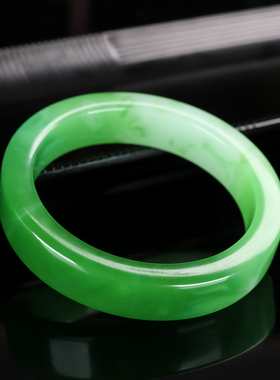 和田玉翠青玉石手镯女款工镯平安镯福镯新疆玉器玉镯子