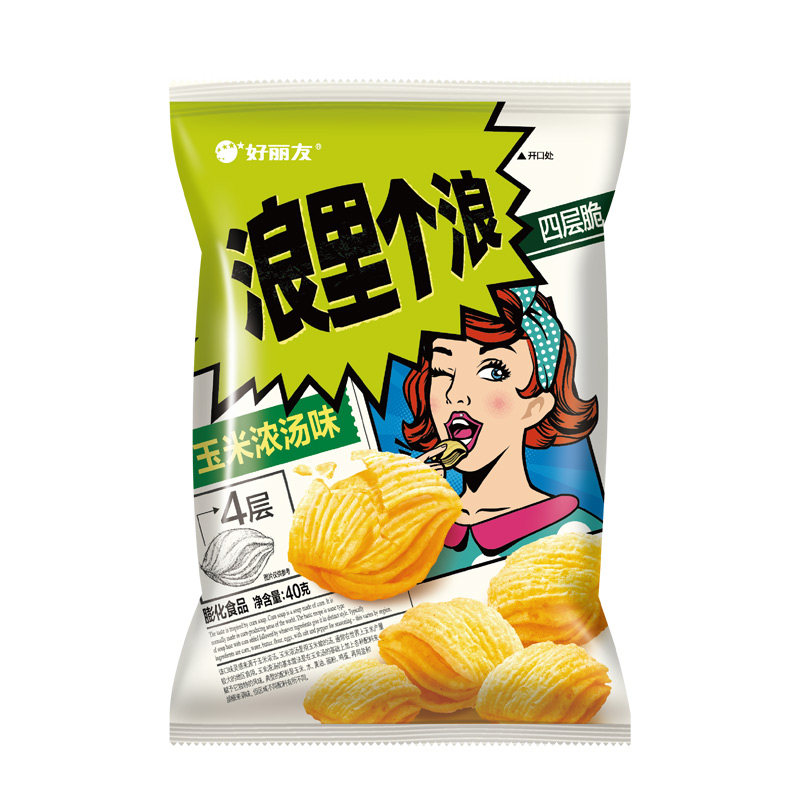 好丽友浪里个浪65g*10袋四层薯片 orion好丽友膨化食品