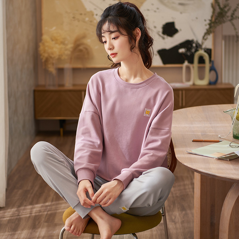 姵娇兰春秋季纯棉长袖休闲风睡衣 姵娇兰睡衣/家居服套装