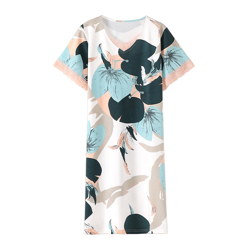 莫代尔短袖女式可外穿中年睡裙 姵娇兰睡裙