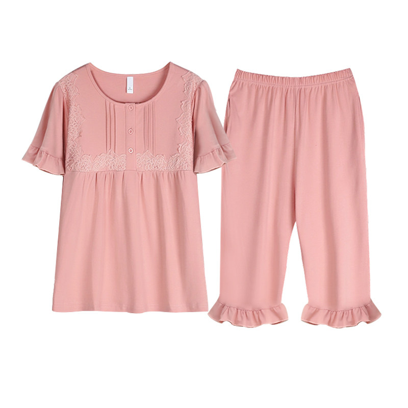 夏季纯棉短袖七分裤宽松可外穿睡衣 姵娇兰睡衣/家居服套装