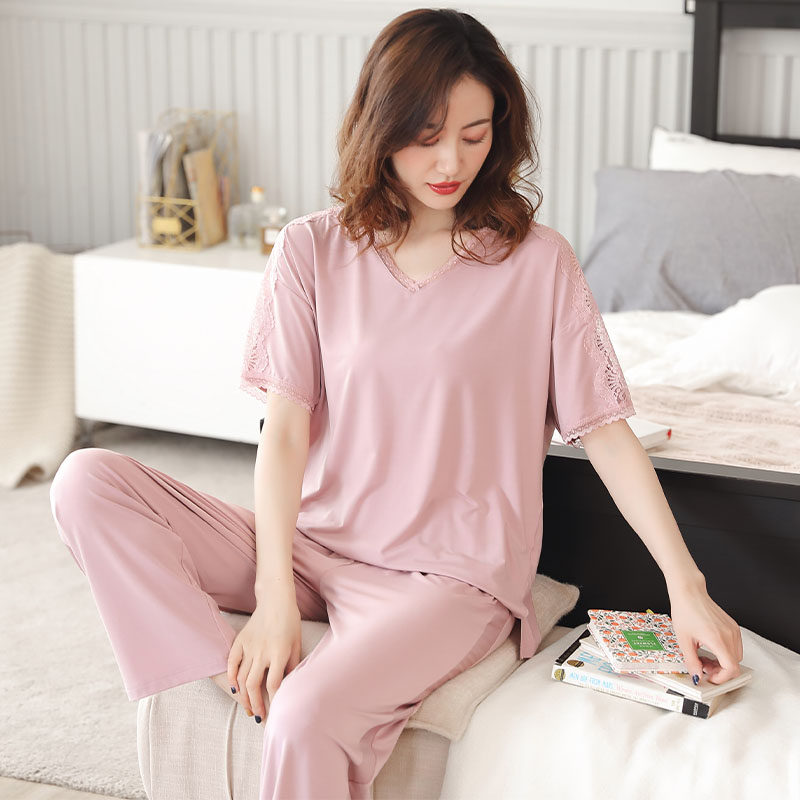 女士2022年新款短袖莫代尔中年睡衣 姵娇兰睡衣/家居服套装