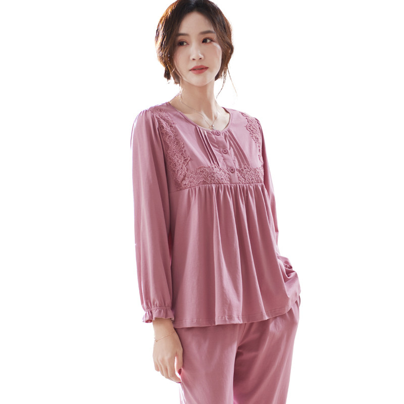 春秋款纯棉长袖长裤可外穿睡衣 姵娇兰睡衣/家居服套装