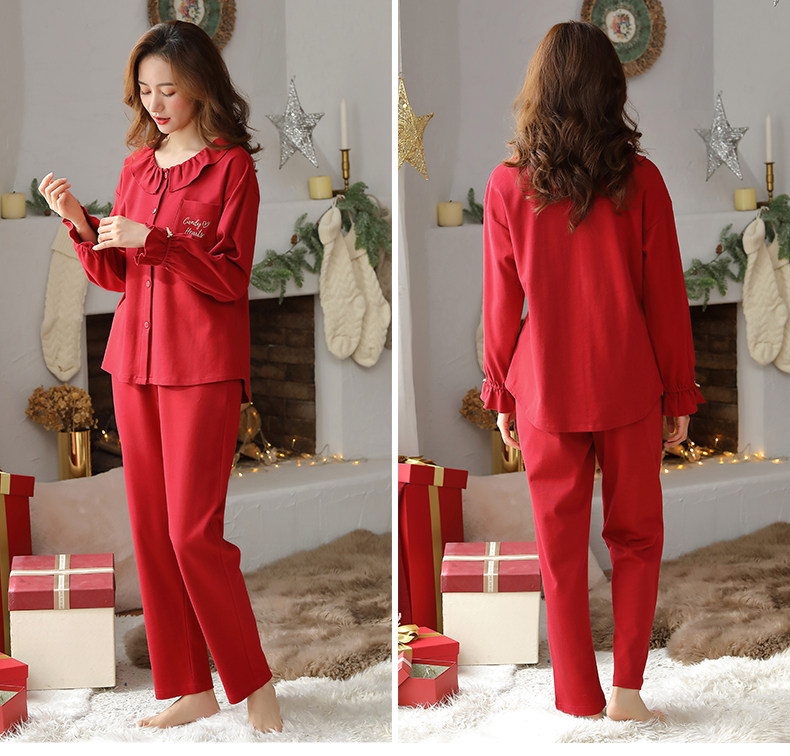 姵娇兰红色春秋季纯棉本命年睡衣 姵娇兰睡衣/家居服套装