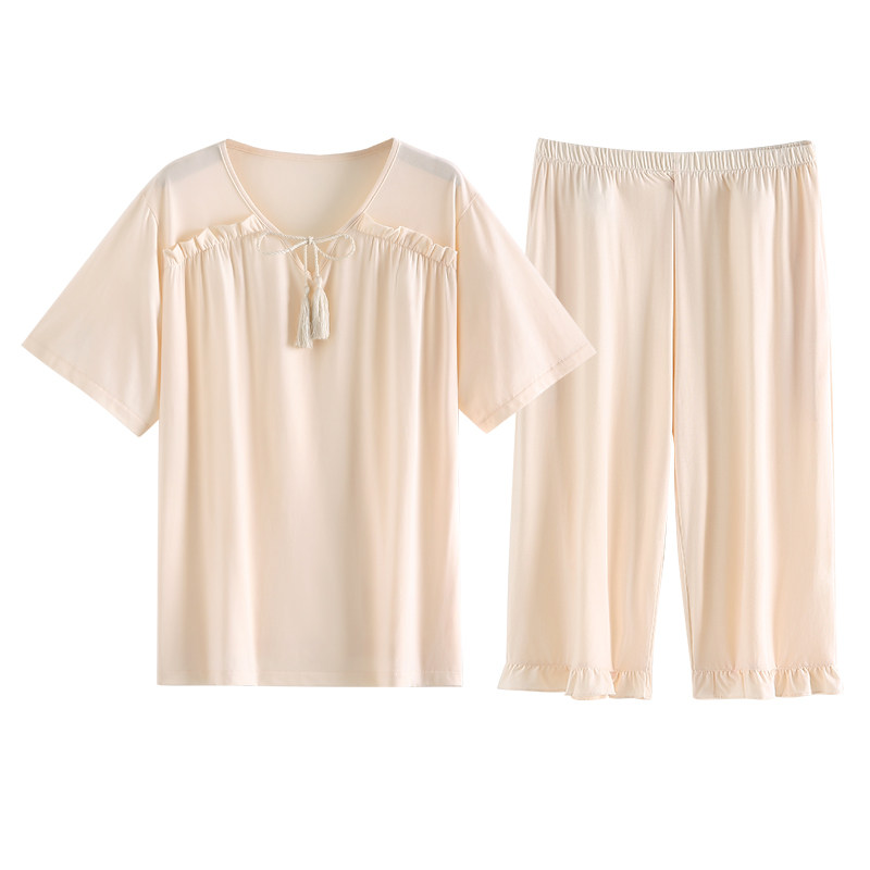 夏季莫代尔短袖7分裤中年套头睡衣 姵娇兰睡衣/家居服套装