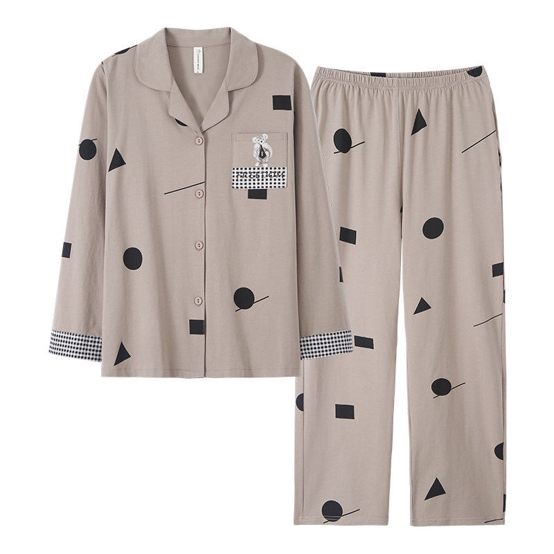 女生2022年新款长袖纯棉韩版睡衣 姵娇兰睡衣/家居服套装