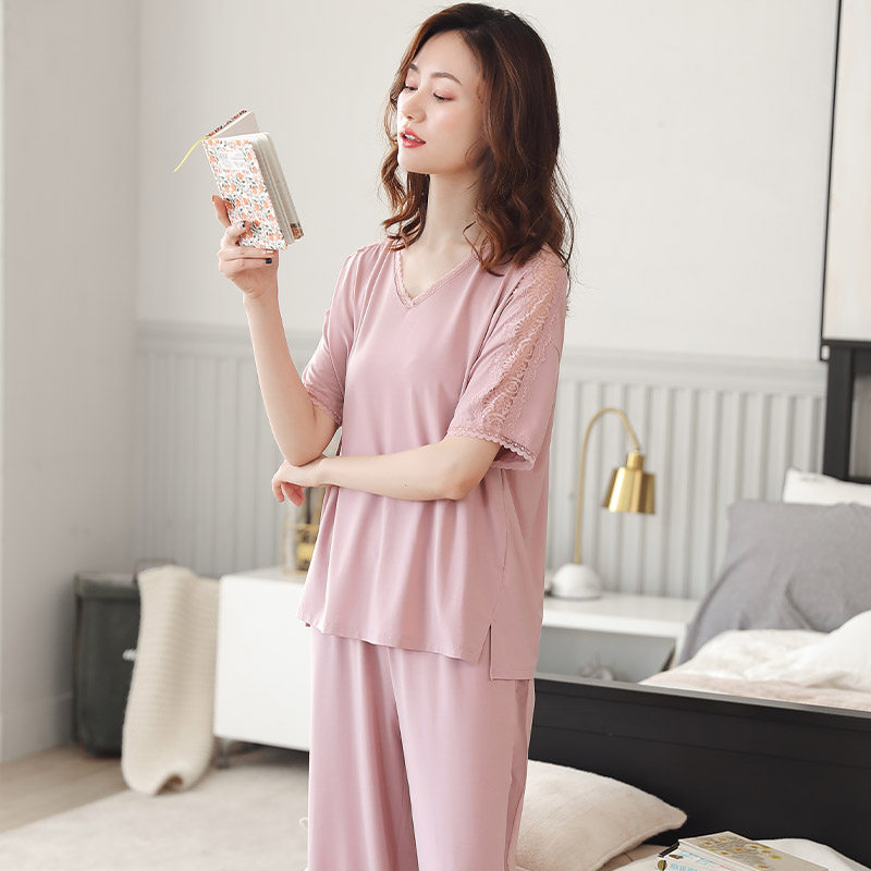 女士2022年新款短袖莫代尔中年睡衣 姵娇兰睡衣/家居服套装