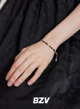 BZV夜幕黑色串珠高级感纯银手链