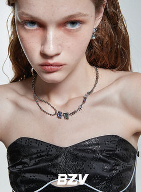 BZV匿名邮箱原创Y2K彩色锆石项链