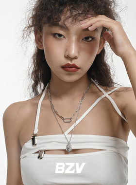 BZV双层骑士叠戴钛钢肌理感项链