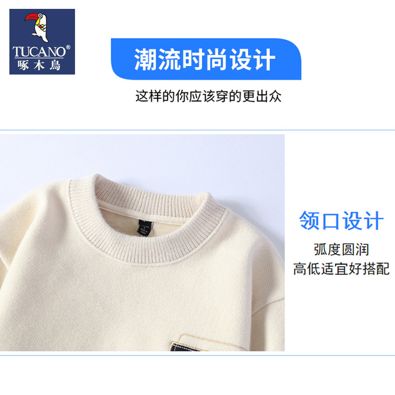 啄木鸟毛衣男士2026新款针织衫韩版宽松加厚加绒保暖衣圆领打底衫,淘宝优惠券,粉丝福利购,淘宝优惠卷