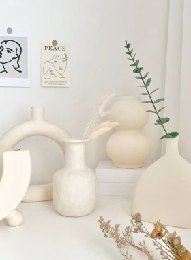 ins侘寂风陶瓷花瓶摆件客厅插干花小众高级感民宿酒柜家居装饰品