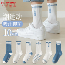 Shoes and socks Mens stockings Pure cotton Deodorant Suction middle cylinder white sport Guys trendy long cylinder Sox autumn winter new