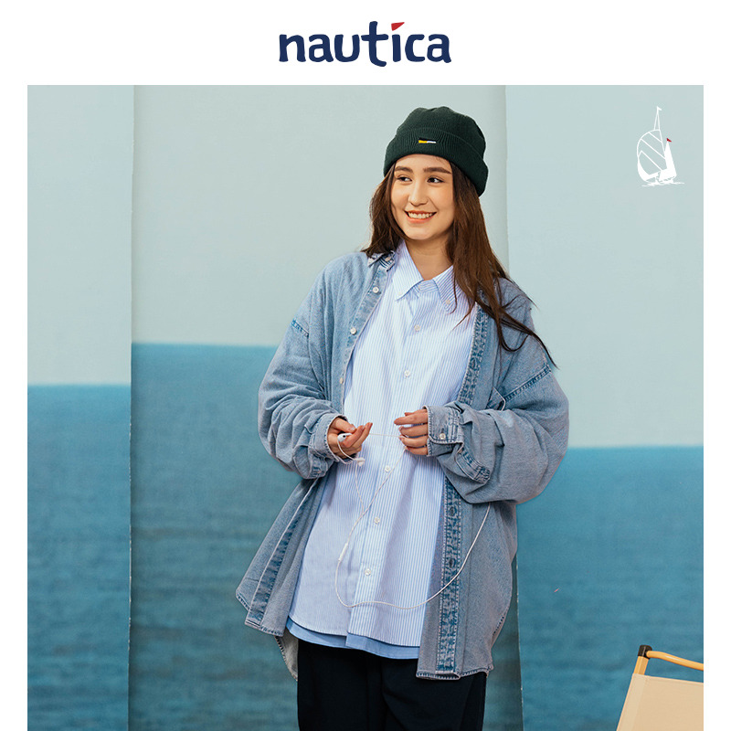 【官方正品】nautica Japan日系无性别廓形水洗牛仔衬衫WW3103-图1