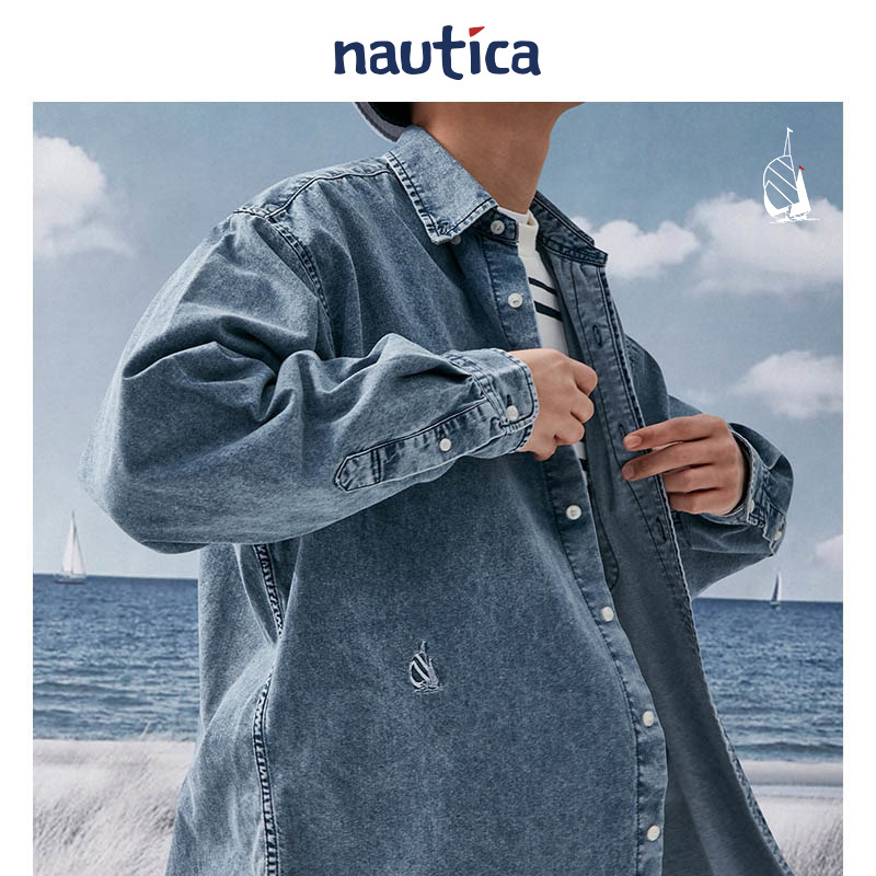【官方正品】nautica Japan日系潮流无性别廓形牛仔衬衫WW1407-图3