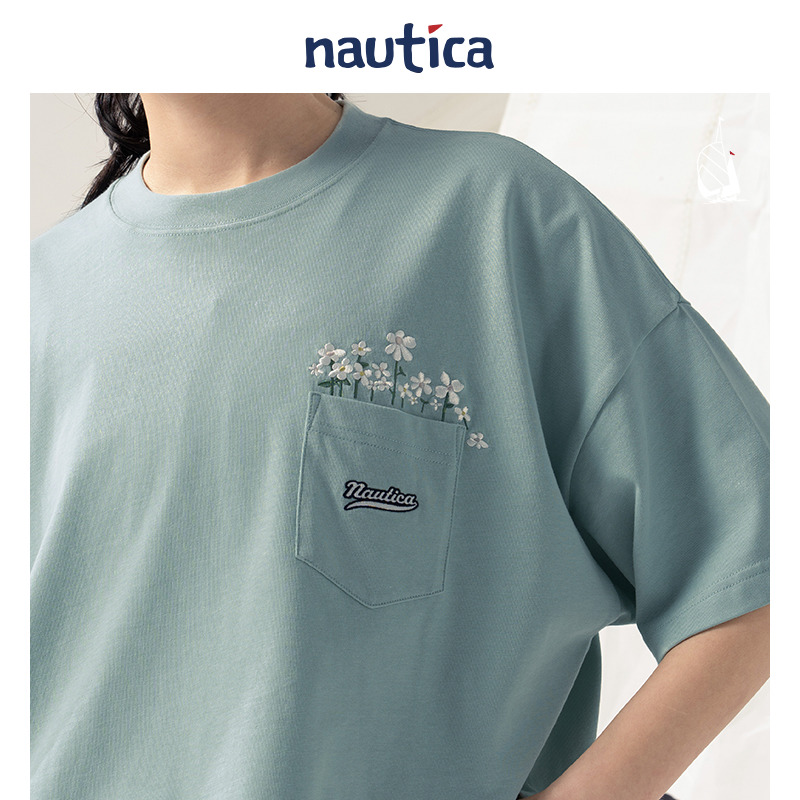 【官方正品】nautica白帆 日系中性趣味印花女式短袖T恤潮42TW60 - 图3