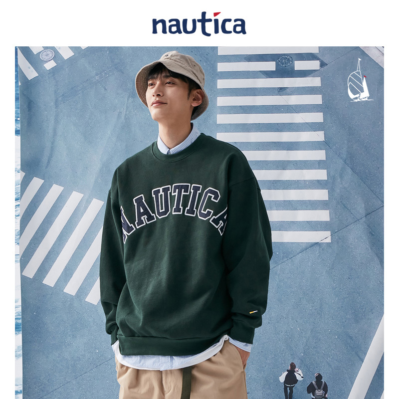 【明星同款】nautica Japan 日系无性别大logo重磅圆领卫衣KW1403 - 图2