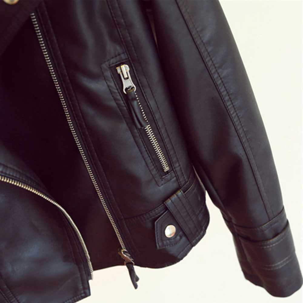 New slim leather biker jacket with lapels修身翻领机车皮夹克-图2