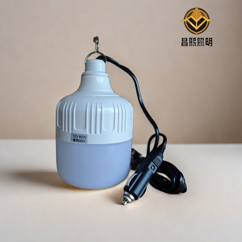 12V24V点烟器插头车载照明灯LED灯泡汽车室照明夜市摆摊灯管带线