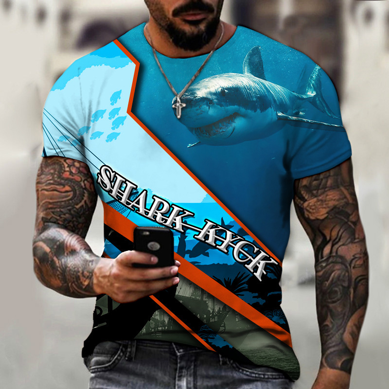 Jaws 3D Digital Print Short Sleeve2022大白鲨 3D 数码印花短袖 - 图0