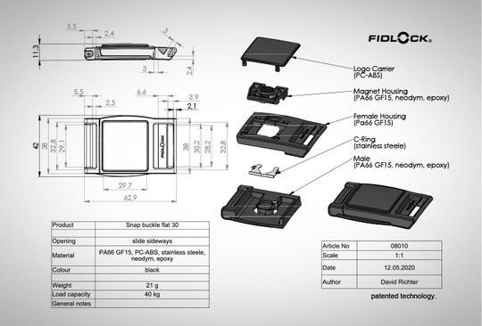 战术户外运动机能腰带磁吸扣德国Fidlock带头弹力带体快开腰封