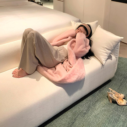 Boamarket 质感升级 lp燕麦色羊毛休闲裤女2024秋冬新款宽松裤子 - 图1