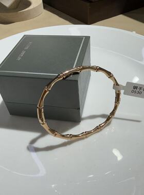 高级感竹节手镯女款玫瑰金素圈手环银镯子钛钢手链轻奢小众手饰品