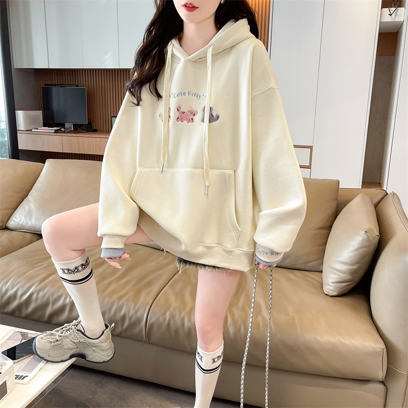 加绒加厚连帽卫衣女秋冬季2025新款韩版宽松初中生假两件保暖外套,淘宝优惠券,粉丝福利购,淘宝优惠卷