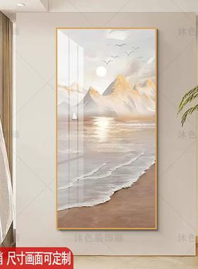 入户玄关酒店过道装饰画好寓意一帆风顺日照金山挂画高级感壁画