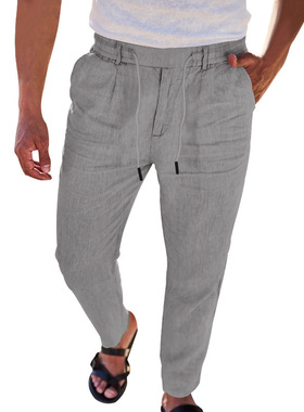 Men's lace up casual straight leg pants男士系带休闲直筒裤