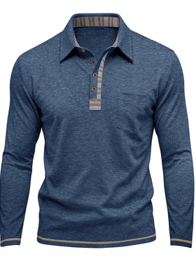 Men's collar button long sleeved shirt男士翻领纽扣长袖上衣