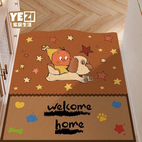 星星人入户门地垫可裁剪卡通家用蹭土耐脏防滑大门口玄关耐磨地毯 - 图1