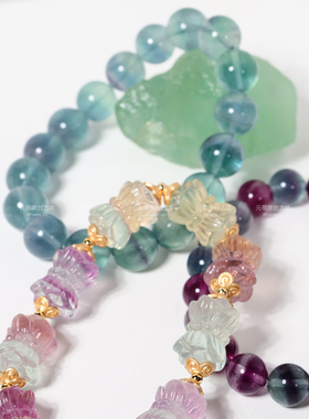 元荷萤石天然水晶手串一图一物