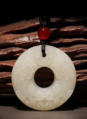 天然和田玉双貔貅吊坠