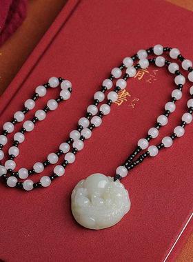 男女白玉民族风夏季款貔貅吊坠