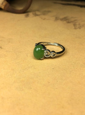 女天然和田碧玉简约气质戒指