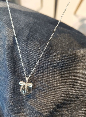 S925纯银天然水晶蝴蝶结项链耳环小众简约百搭个性组合甜美风女潮