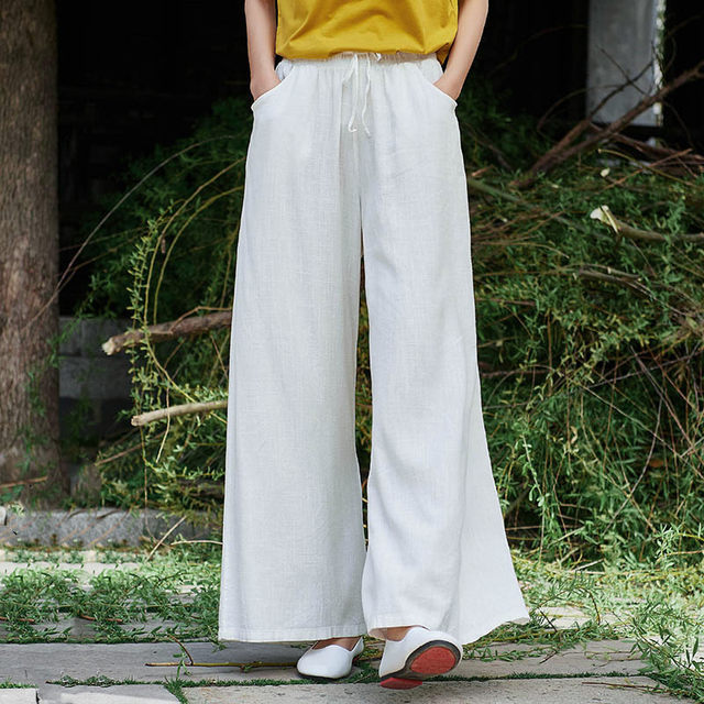 ຝ້າຍແລະ linen draped super fairy trousers summer ກາງເກງຊື່ປົກກະຕິ