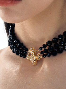 1JINNM2M鸢尾花黑玛瑙choker