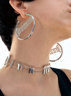 1JINN M2M 朋克复古字母项链choker2024新款高级感轻奢小众颈链女