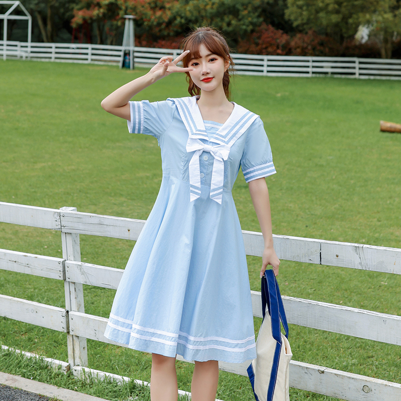 2022新款水手服连衣裙学院风水少女高中初中学生夏装日系jk裙