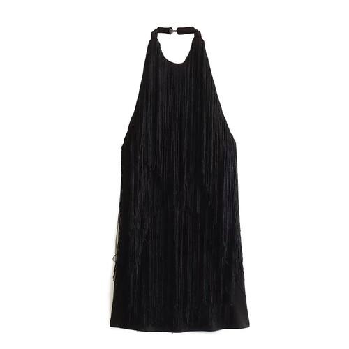挂脖无袖流苏短裙 Stylish halterneck sleeveless fringed dress - 图2