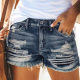 ໂສ້ງຂາສັ້ນ denim ແອວສູງ