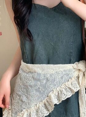 蕾丝花边半身裙配牛仔裤女夏季