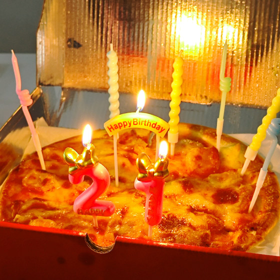 Yellow arch candle birthday cake decoration