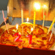 Yellow arch candle birthday cake decoration