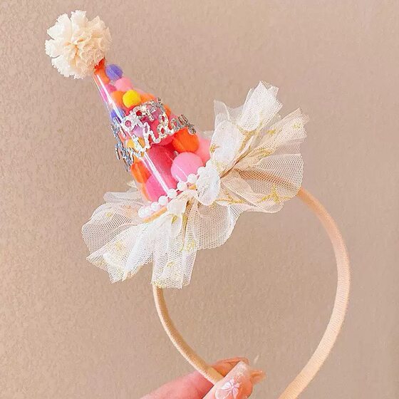 Internet celebrity dopamine birthday face sticker birthday hat headband