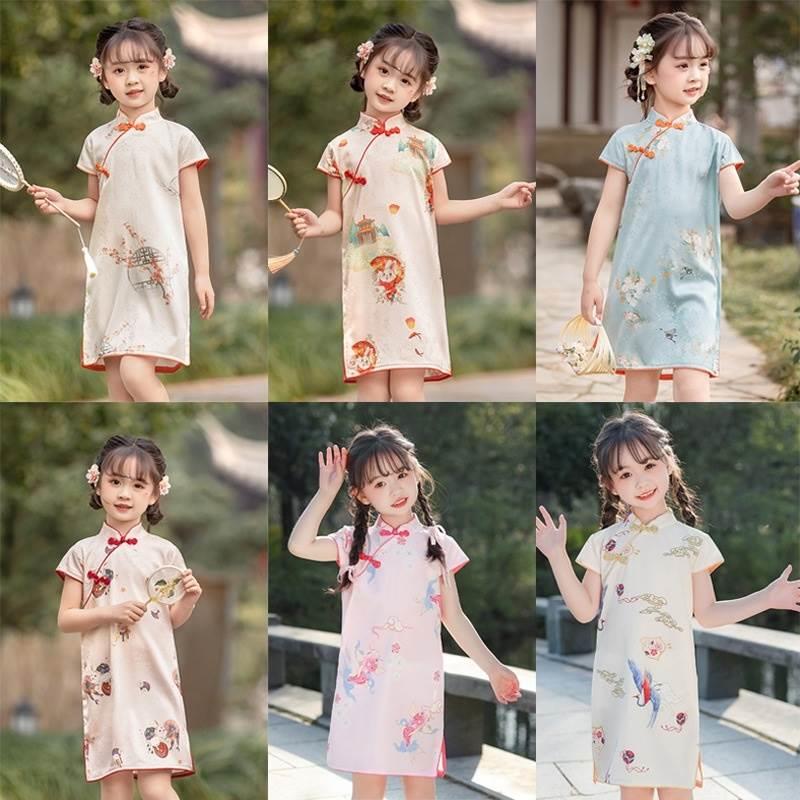 Girl kids Baby Chinese style cheongsam kid girls Dress 6 - 图0