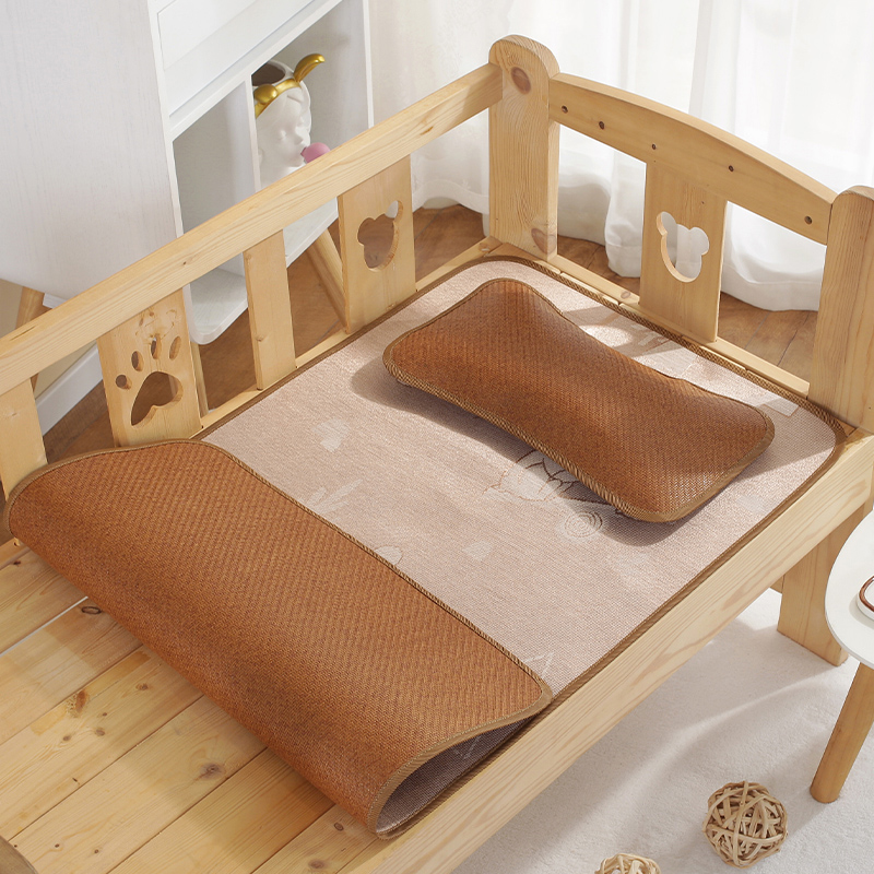 儿童凉席幼儿园专用夏季冰丝婴儿床席子宝宝藤席透气吸汗双面草席 - 图2